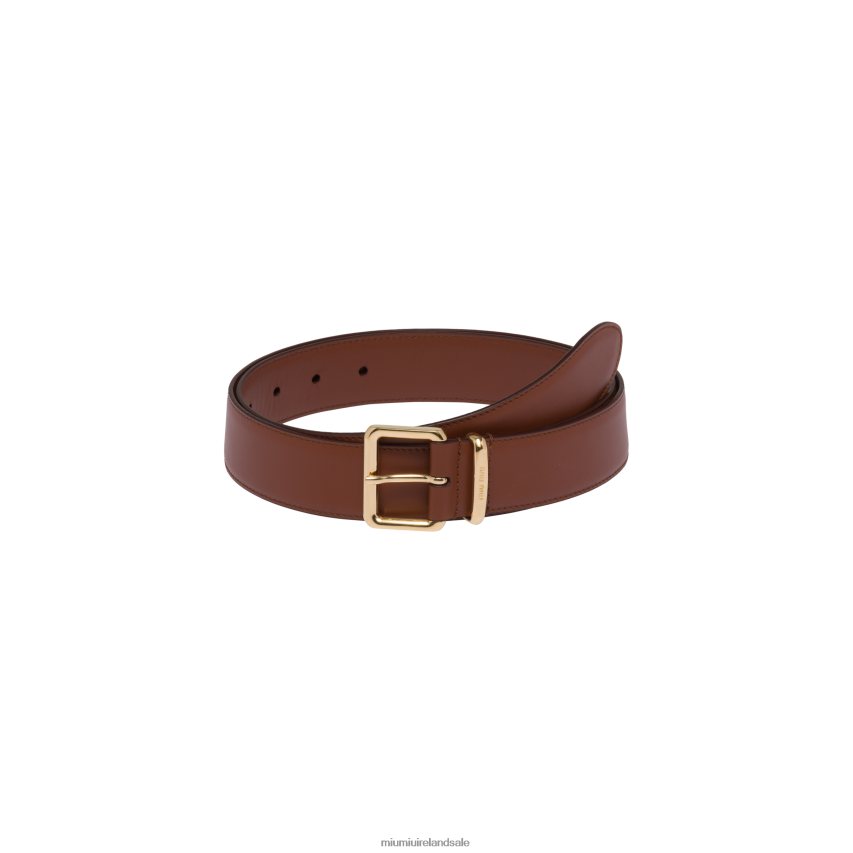 IE Miu MiuAccessories Leather Belt Tobacco XJN62J1180