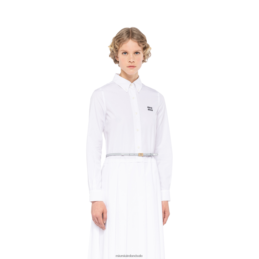 IE Miu MiuAccessories Leather Belt With Logo Cornflower XJN62J1185