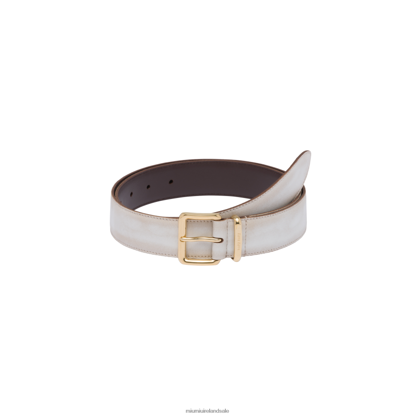 IE Miu MiuAccessories Nappa Leather Belt Sand/White XJN62J1186