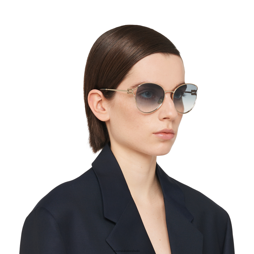 IE Miu MiuAccessories Logo Sunglasses Peacock Blue Lenses XJN62J1291