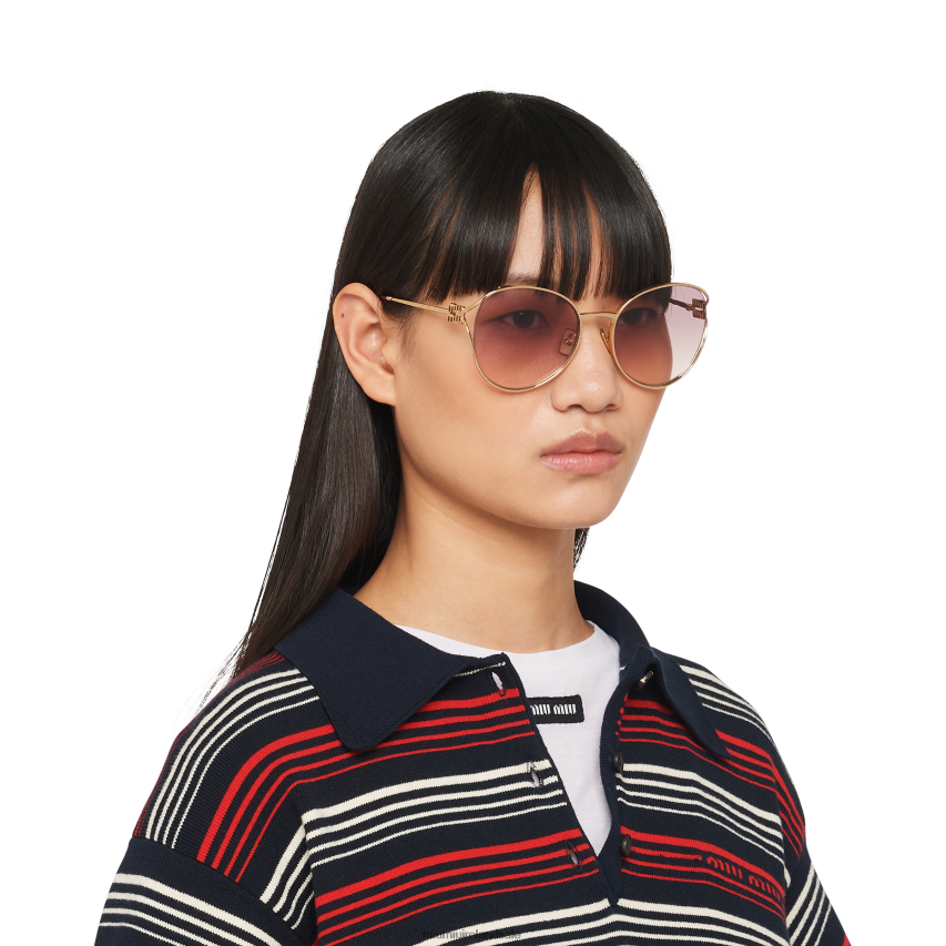 IE Miu MiuAccessories Logo Sunglasses Pink Beg Shaded Lenses XJN62J1289