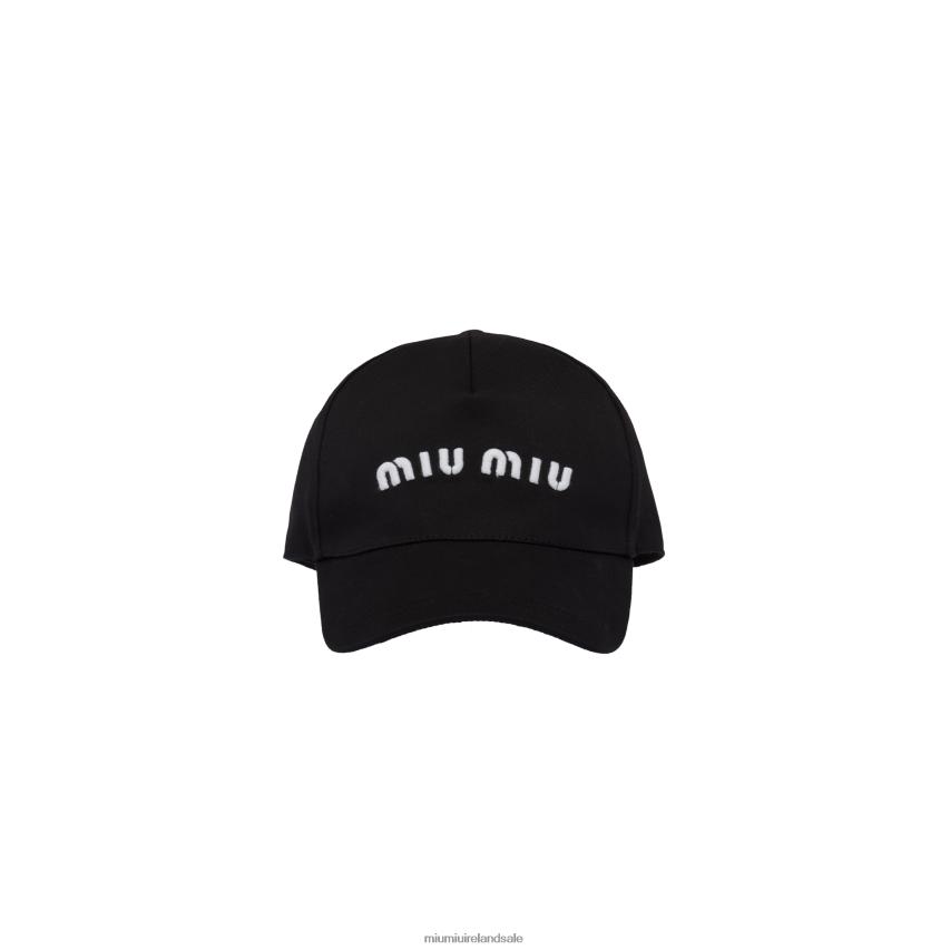 IE Miu MiuAccessories Cotton Baseball Cap Black/White XJN62J1203