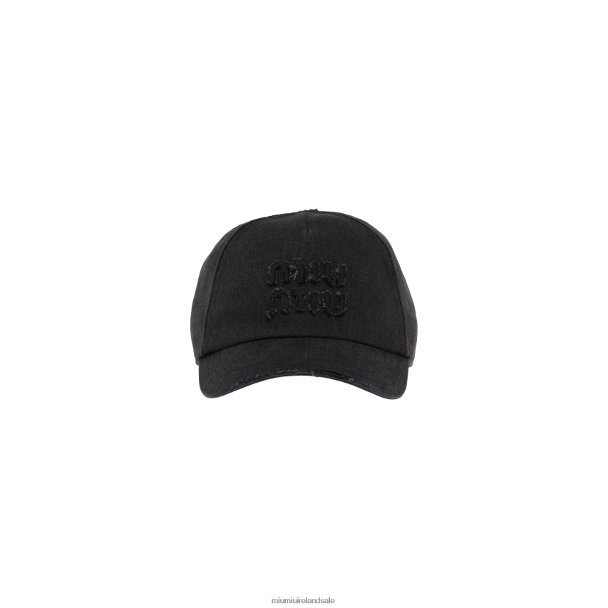 IE Miu MiuAccessories Denim Baseball Cap Black XJN62J1221