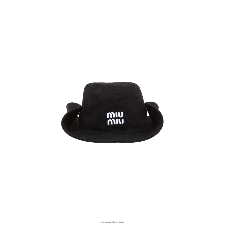 IE Miu MiuAccessories Denim Hat Black/White XJN62J1201