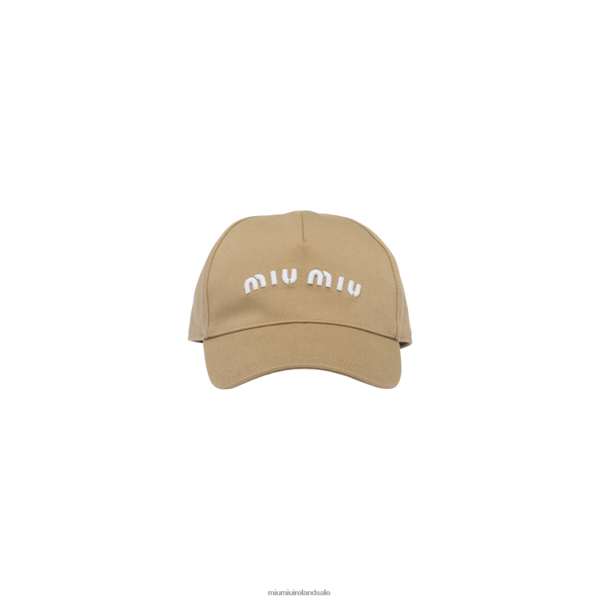 IE Miu MiuAccessories Drill Baseball Cap Khaki/White XJN62J1205