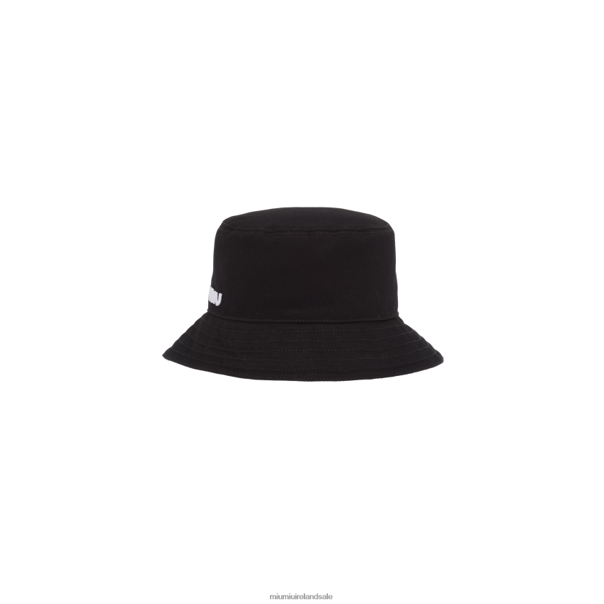 IE Miu MiuAccessories Drill Bucket Hat Black/White XJN62J1207