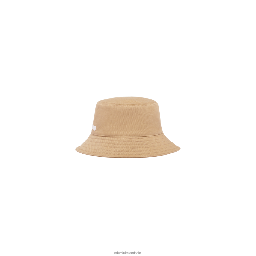IE Miu MiuAccessories Drill Bucket Hat Khaki/White XJN62J1206