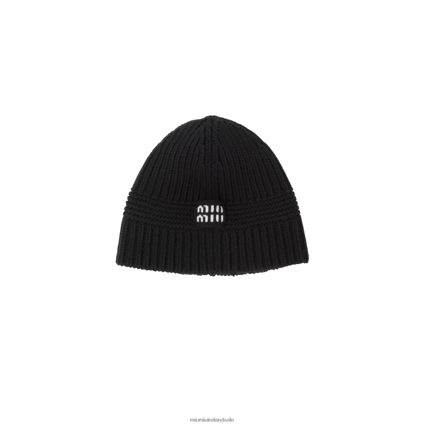IE Miu MiuAccessories Knit Beanie Black XJN62J1195