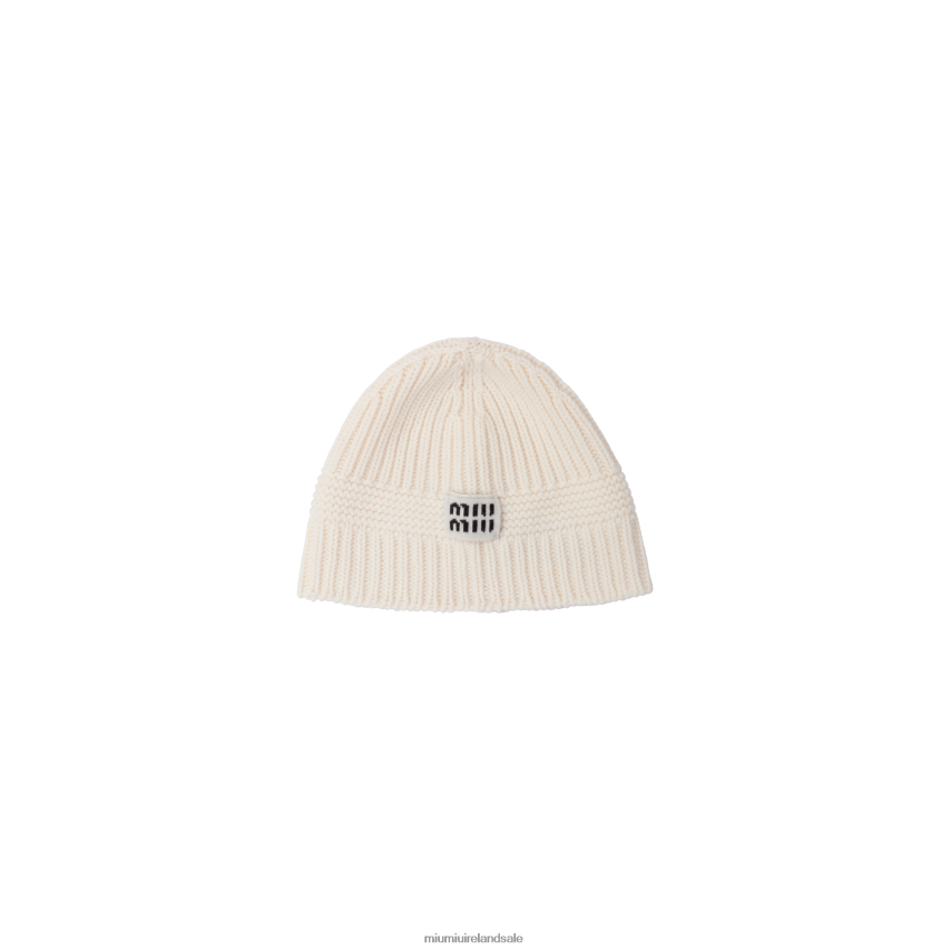 IE Miu MiuAccessories Knit Beanie White XJN62J1197
