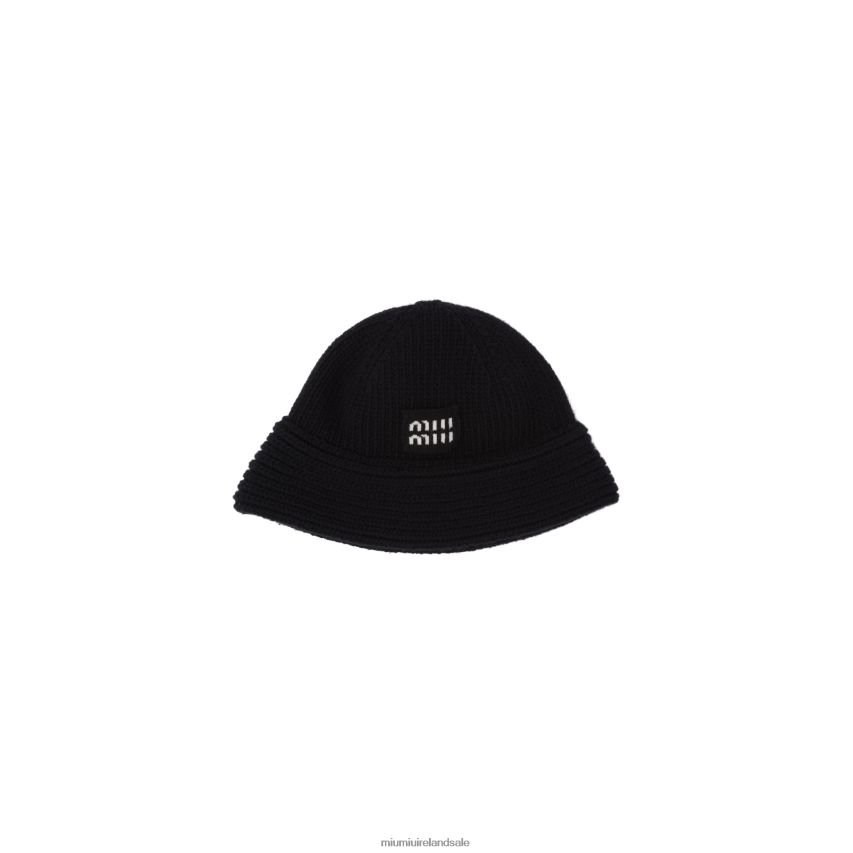 IE Miu MiuAccessories Knit Hat Black XJN62J1194