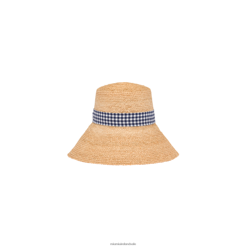 IE Miu MiuAccessories Raffia Hat Beige/Blue XJN62J1217