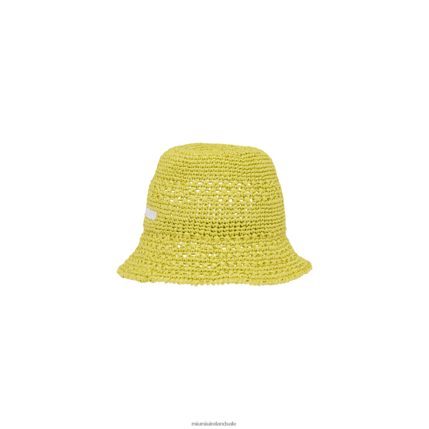 IE Miu MiuAccessories Raffia Hat Citron Yellow XJN62J1227