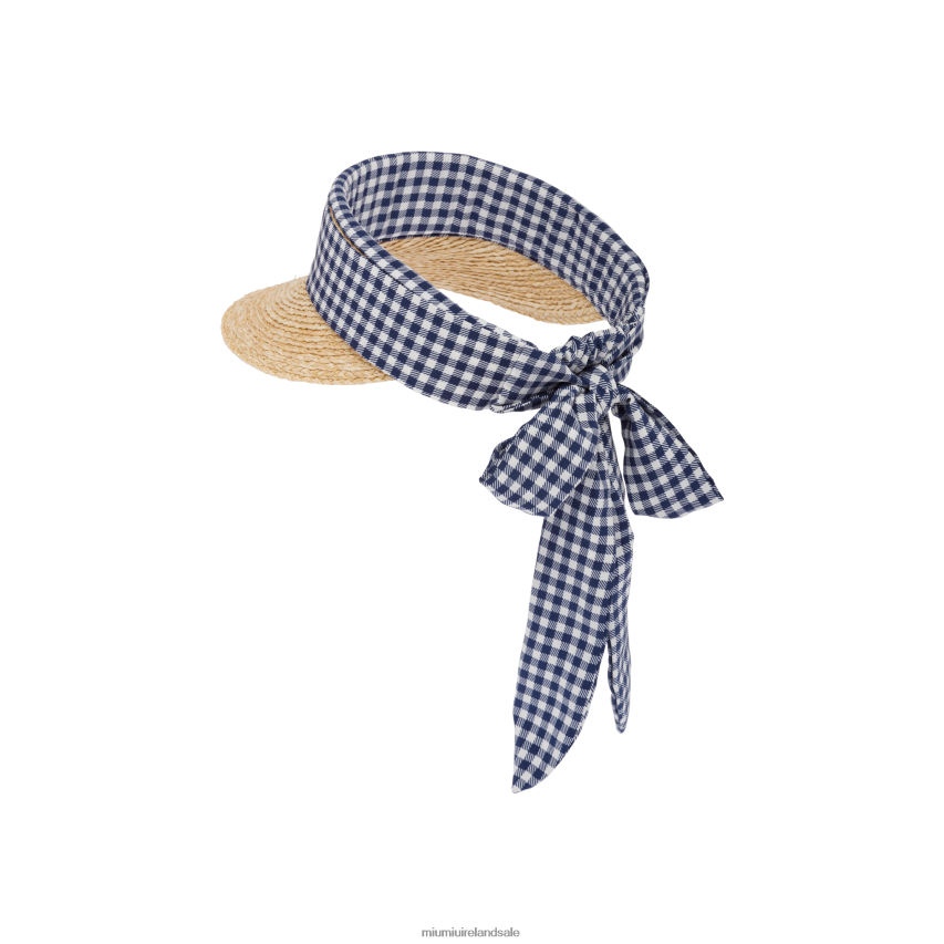 IE Miu MiuAccessories Raffia Visor Beige/Blue XJN62J1215