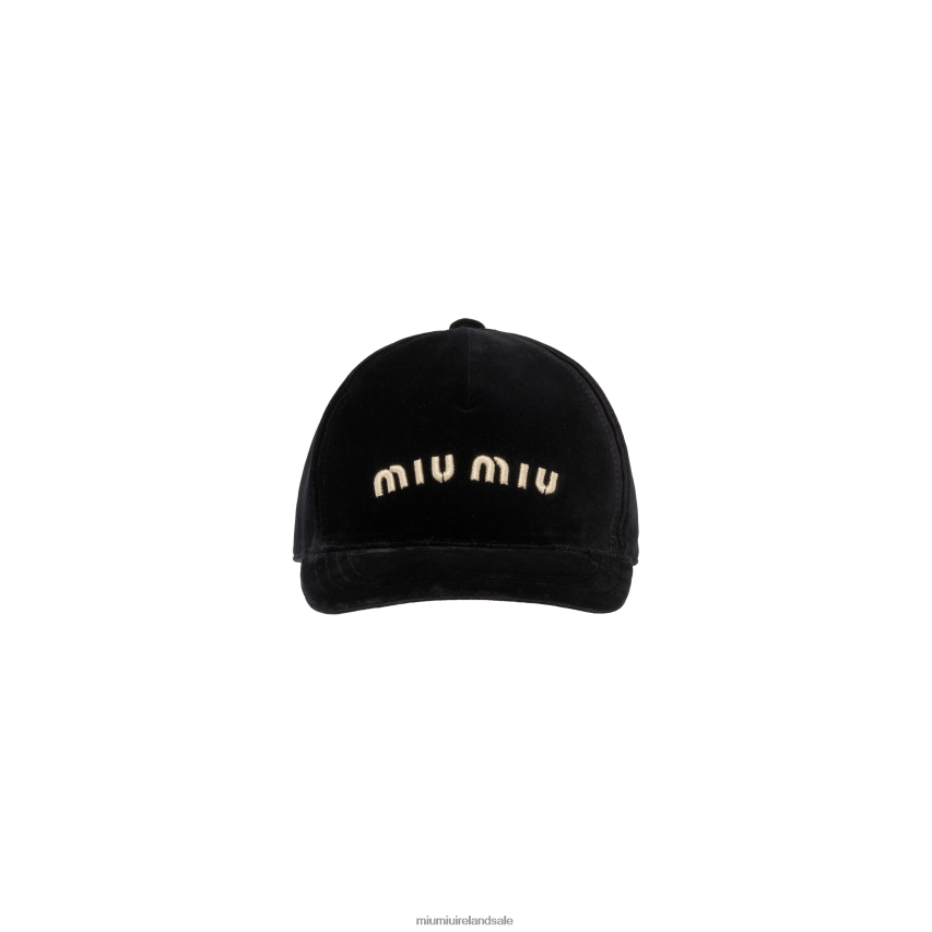 IE Miu MiuAccessories Velvet Baseball Cap Black/Platinum XJN62J1212