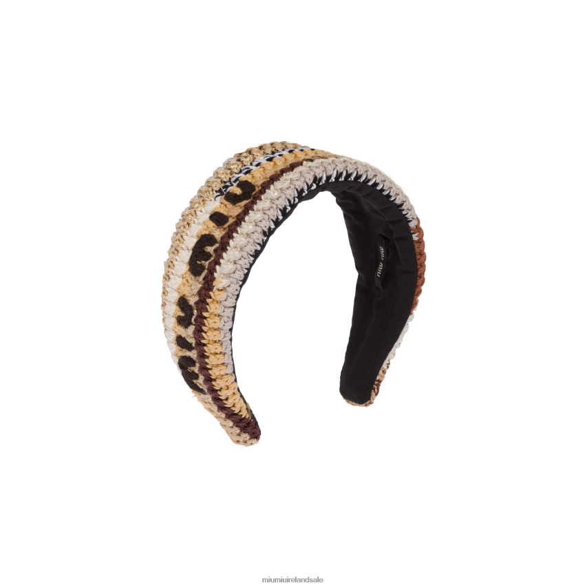 IE Miu MiuAccessories Crochet Headband Natural XJN62J1123