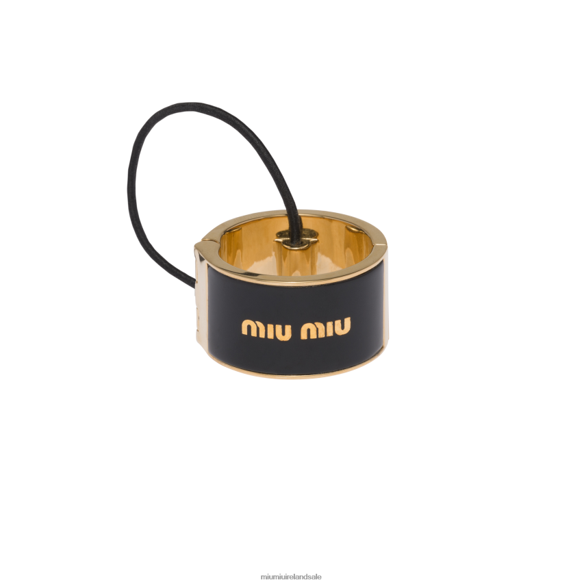 IE Miu MiuAccessories Enameled Metal Hair Clip Black XJN62J1132