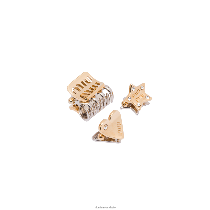 IE Miu MiuAccessories Metal Hair Clips Gold/Silver XJN62J1151