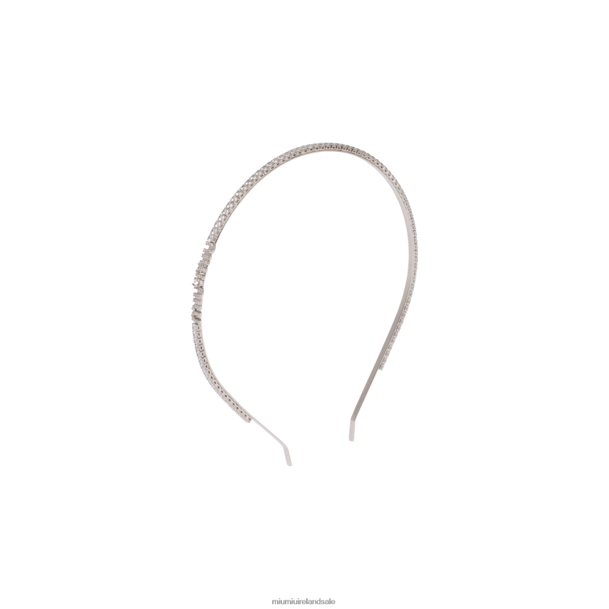 IE Miu MiuAccessories Metal Headband With Crystals Steel XJN62J1166