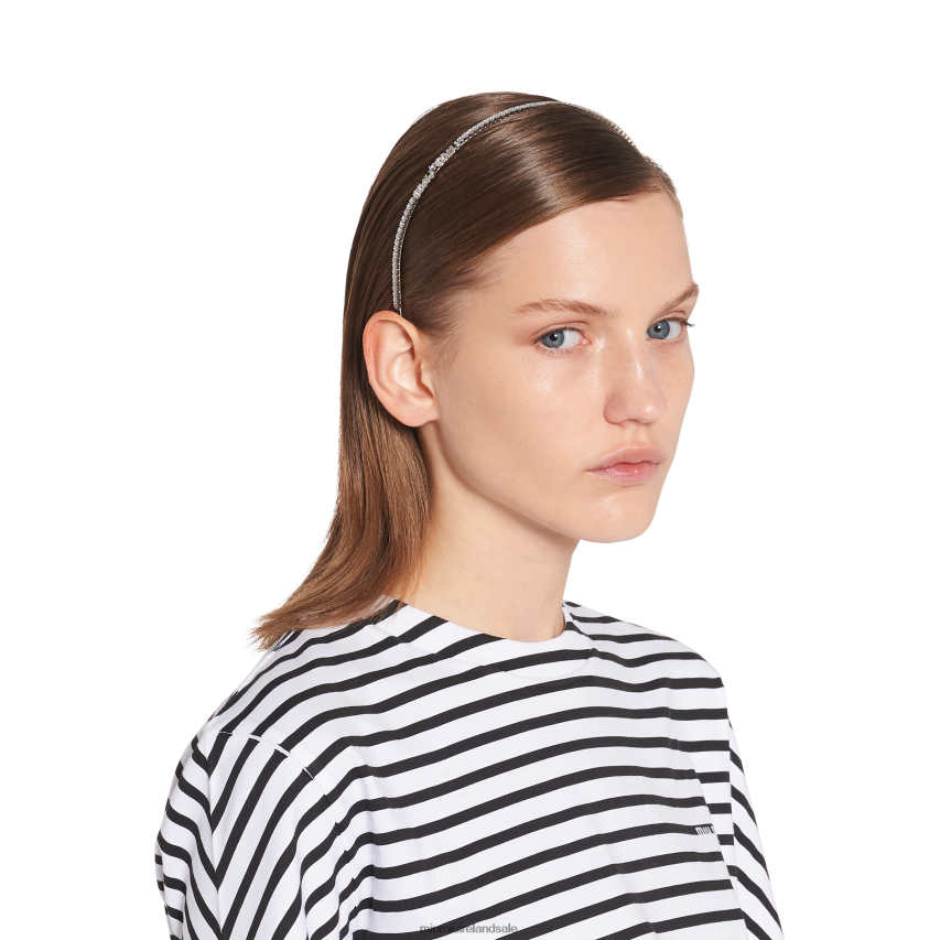 IE Miu MiuAccessories Metal Headband With Crystals Steel XJN62J1166