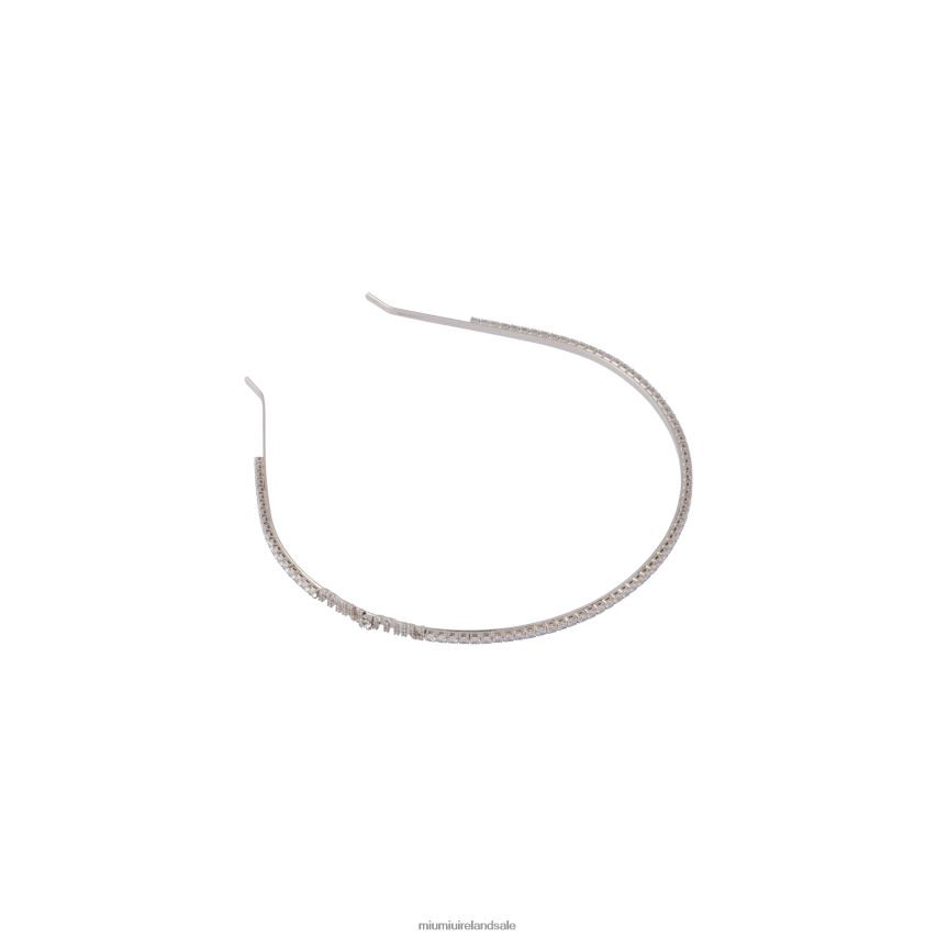 IE Miu MiuAccessories Metal Headband With Crystals Steel XJN62J1166
