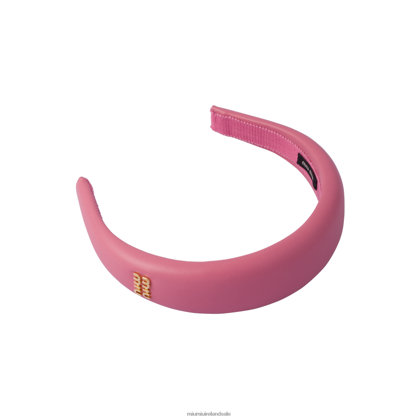 IE Miu MiuAccessories Nappa Leather Headband Begonia Pink XJN62J1149