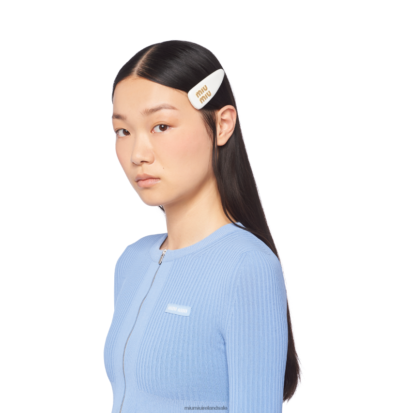 IE Miu MiuAccessories Patent Leather Hair Clip White XJN62J1144