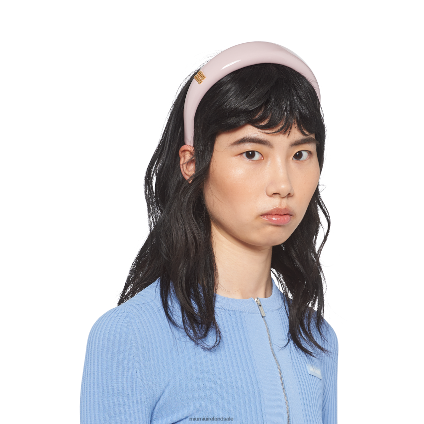 IE Miu MiuAccessories Patent Leather Headband Alabaster Pink XJN62J1138