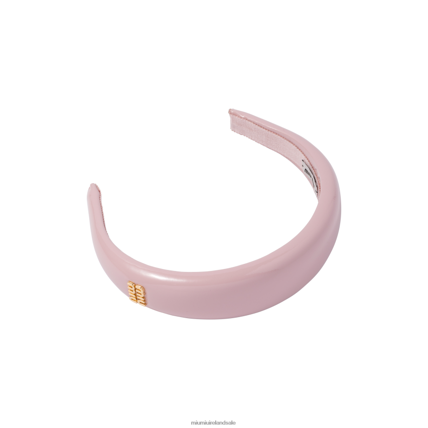 IE Miu MiuAccessories Patent Leather Headband Alabaster Pink XJN62J1138