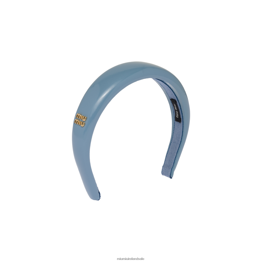 IE Miu MiuAccessories Patent Leather Headband Astral Blue XJN62J1141
