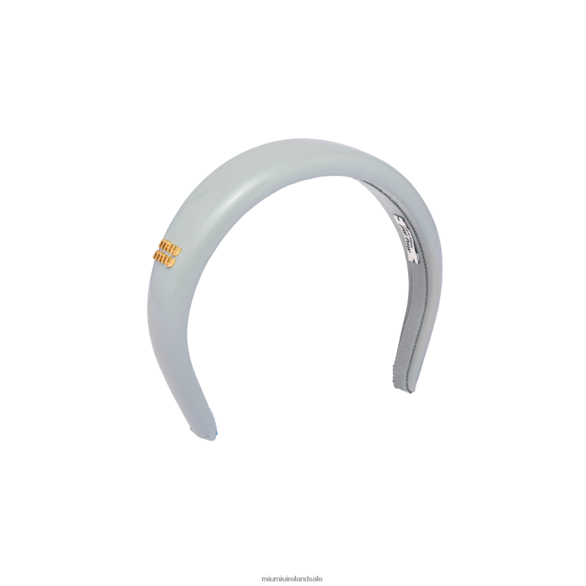 IE Miu MiuAccessories Patent Leather Headband Cornflower XJN62J1140