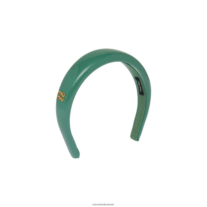 IE Miu MiuAccessories Patent Leather Headband Sage Green XJN62J1139