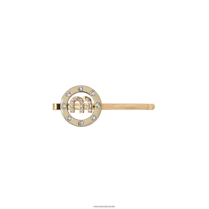 IE Miu MiuAccessories Plexiglas And Metal Hair Clip Gold/Crystal XJN62J1160