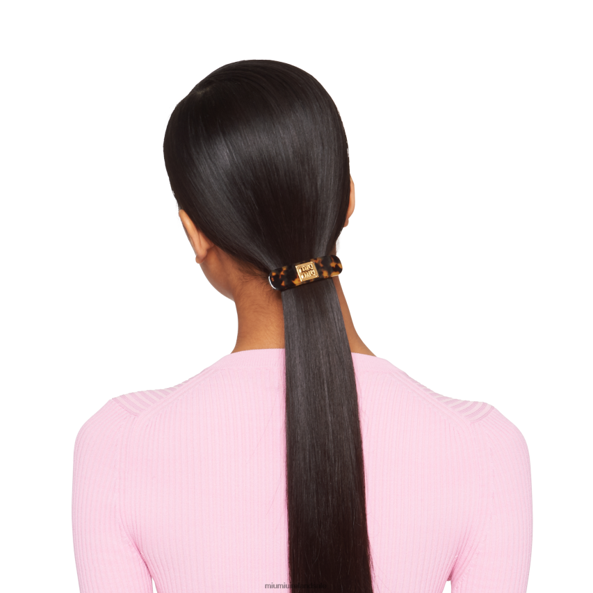 IE Miu MiuAccessories Plexiglas And Metal Hair Clip Tortoiseshell/Gold XJN62J1175