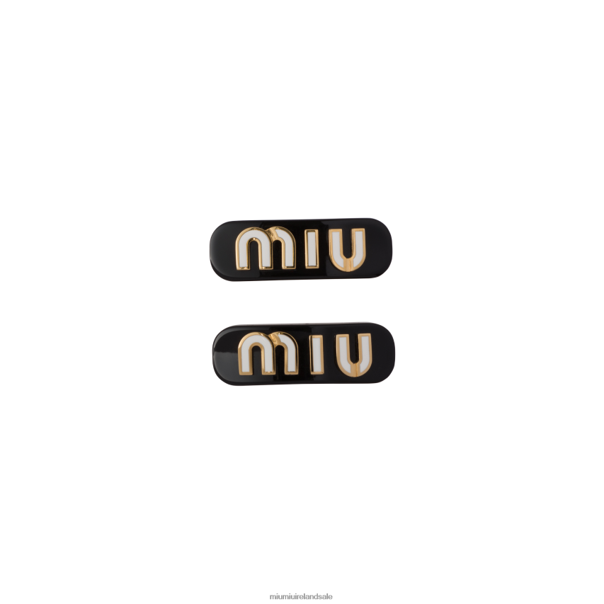 IE Miu MiuAccessories Plexiglas And Metal Hair Clips Black/White XJN62J1120