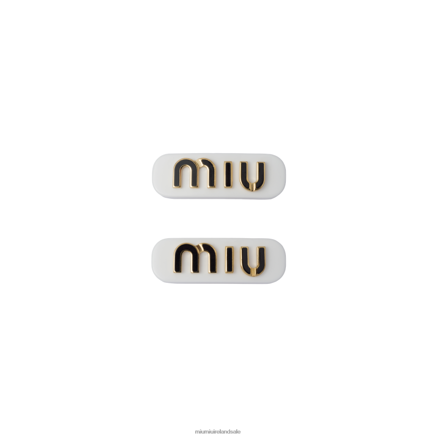 IE Miu MiuAccessories Plexiglas And Metal Hair Clips White/Black XJN62J1119
