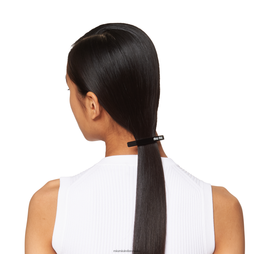 IE Miu MiuAccessories Plexiglas Hair Clip Black/White XJN62J1177