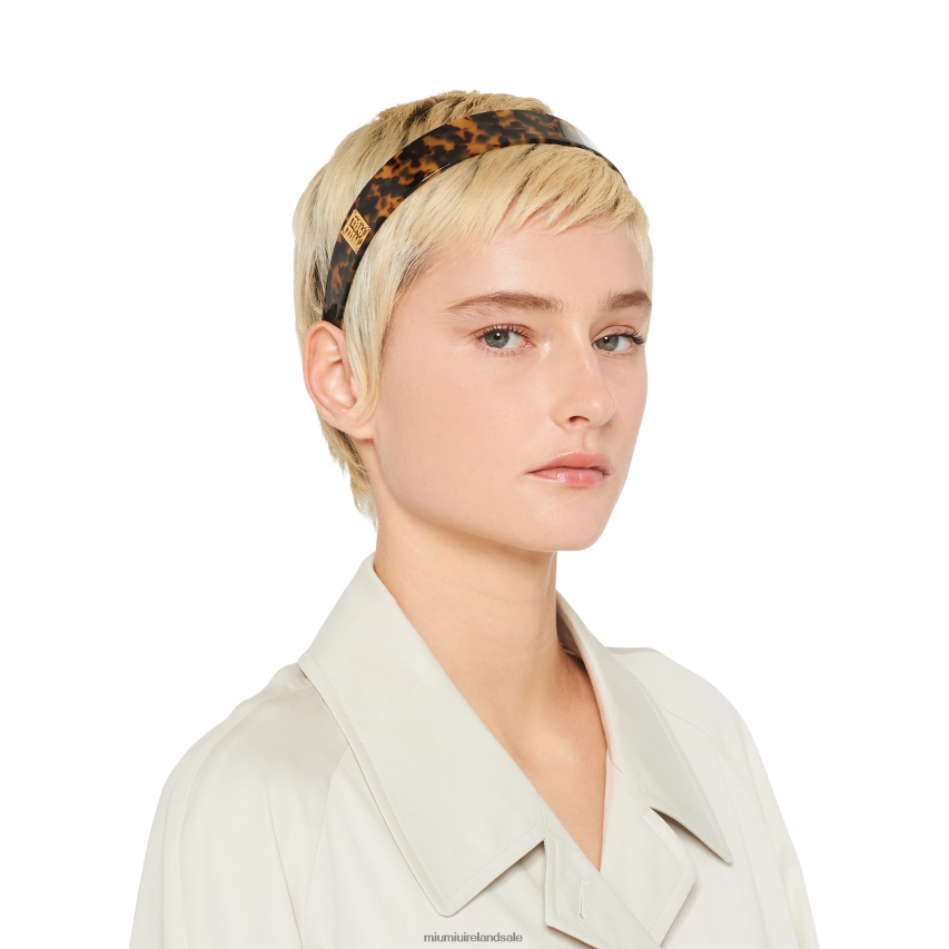IE Miu MiuAccessories Plexiglas Headband Tortoiseshell/Gold XJN62J1176