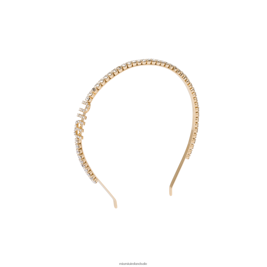 IE Miu MiuAccessories Rigid Crystal Headband Gold XJN62J1164
