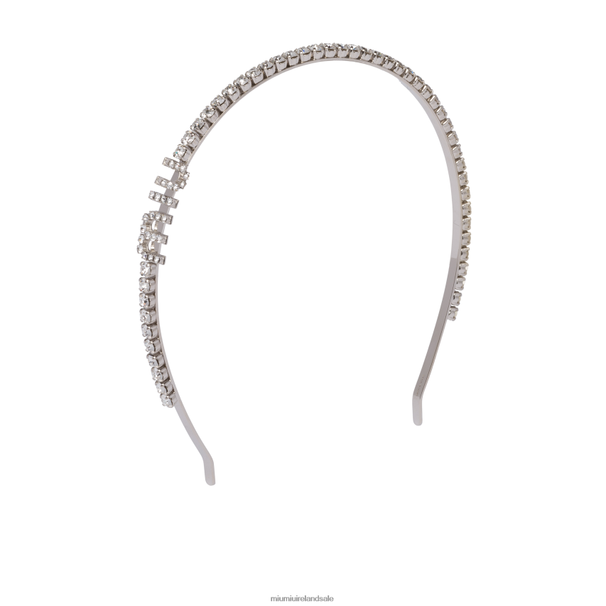 IE Miu MiuAccessories Rigid Crystal Headband Steel XJN62J1165