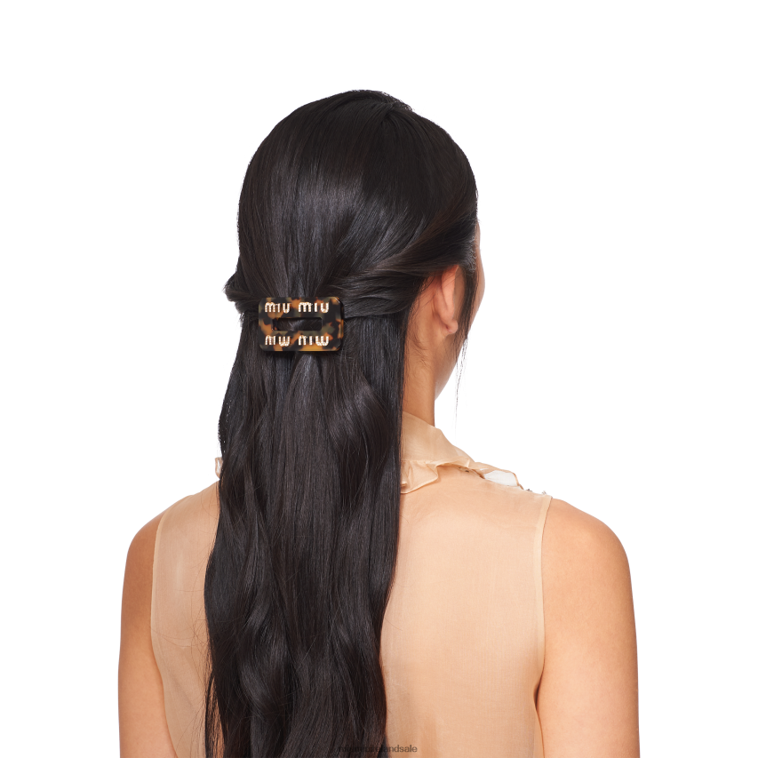 IE Miu MiuAccessories Rigid Plexiglas Hair Clip Tortoiseshell XJN62J1128