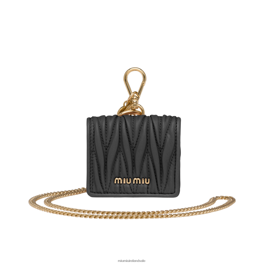 IE Miu MiuAccessories Matelasse Nappa Leather Airpods Pro Case Black XJN62J1097