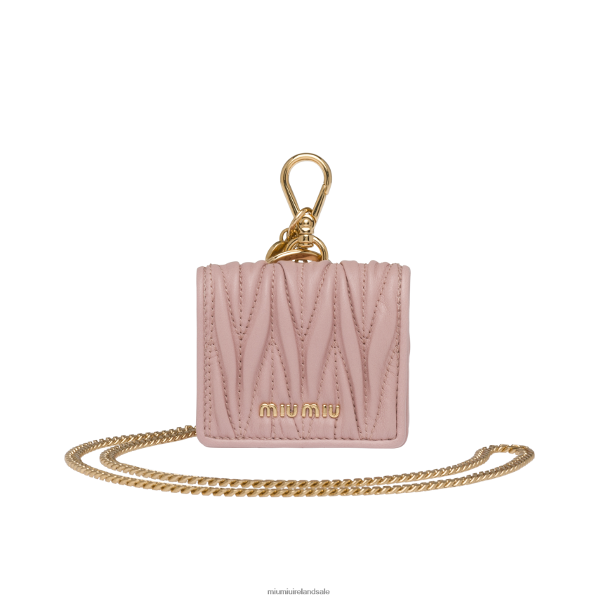 IE Miu MiuAccessories Matelasse Nappa Leather Airpods Pro Case Opal XJN62J1096