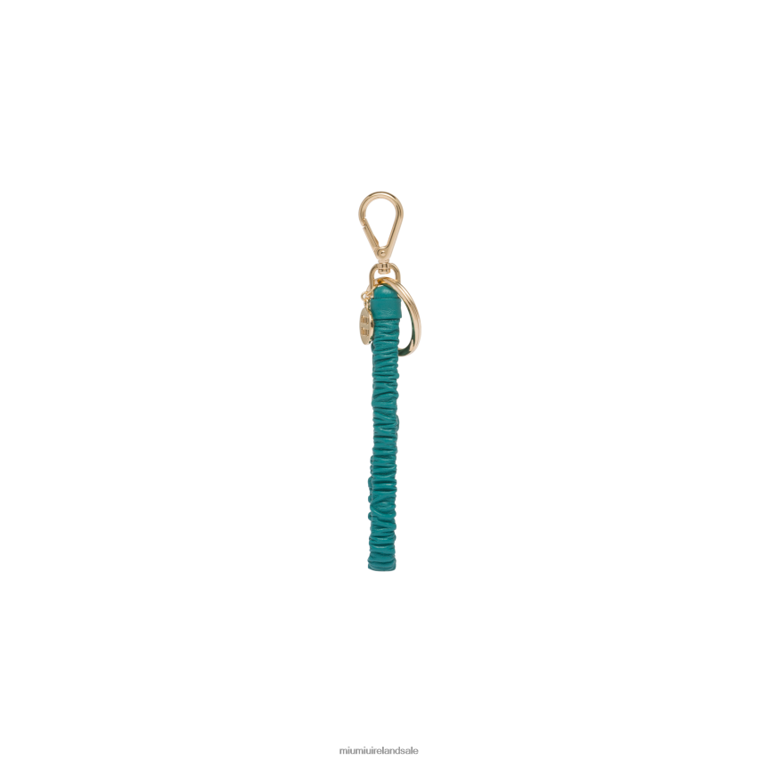 IE Miu MiuAccessories Nappa Leather Keychain Peacock Blue XJN62J1093