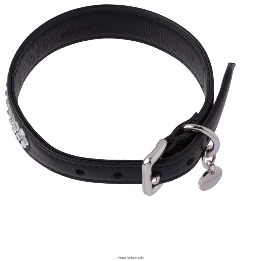 IE Miu MiuAccessories Leather And Satin Pet Collar Black XJN62J1106