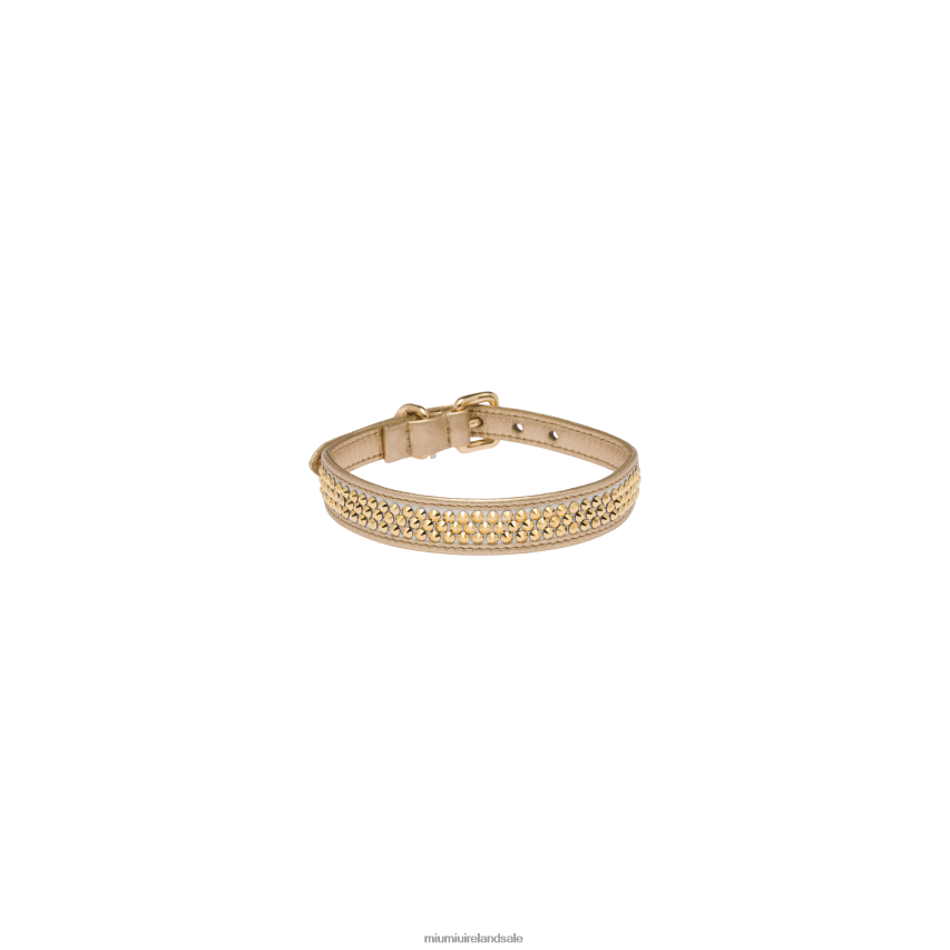 IE Miu MiuAccessories Leather And Satin Pet Collar Platinum XJN62J1109