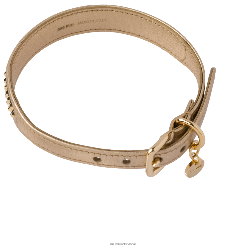 IE Miu MiuAccessories Leather And Satin Pet Collar Platinum XJN62J1109