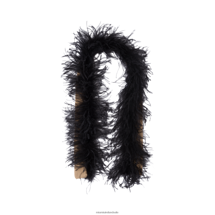 IE Miu MiuAccessories Cashmere Scarf With Feathers Albino White XJN62J1230