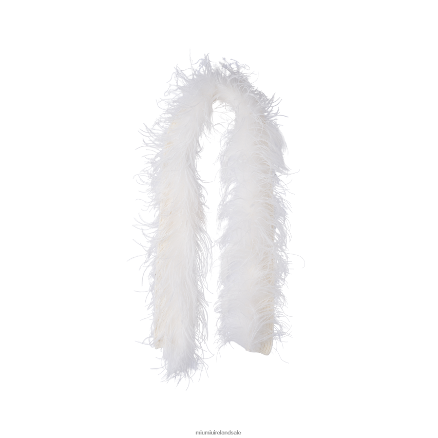 IE Miu MiuAccessories Cashmere Scarf With Feathers White XJN62J1231