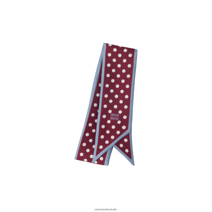 IE Miu MiuAccessories Printed Twill Scarf Amaranth Red/Cornflower XJN62J1234