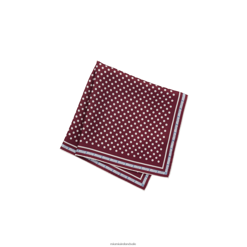 IE Miu MiuAccessories Printed Twill Scarf Amaranth Red/Cornflower XJN62J1236